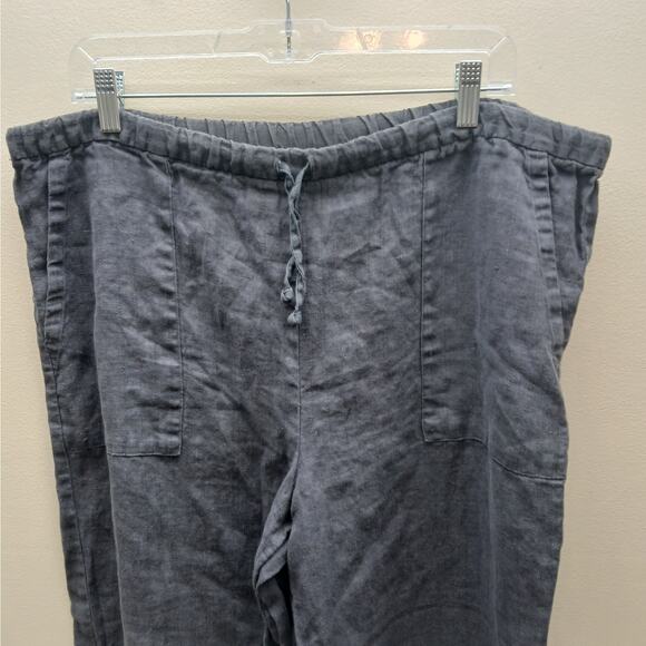 Eileen Fisher Women's 100% Linen Drawstring Straight Leg Pants Black Size Small - Picture 2 of 10